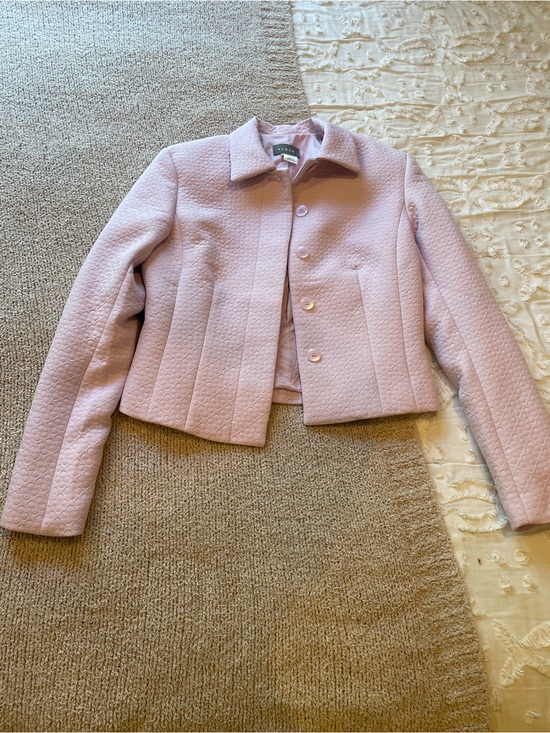 Kenar Jackets & Blazers - Kenar Pale Pink Textured Cropped Jacket - size 2